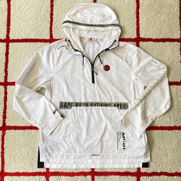 AAPE By A Bathing Ape White Half Zip Anorak Jacket